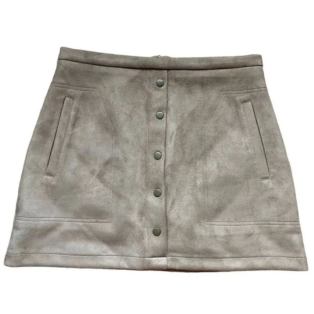 Pink Lily Skirt Women’s L Mini Faux Suede Get You Out of My Heart Tan